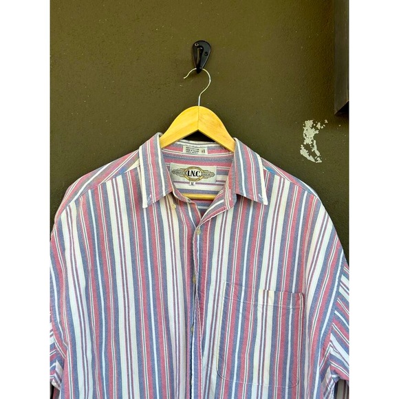 Vintage International Concepts Men’s XL Cotton Pink White Striped Dress Shirt - Picture 2 of 8
